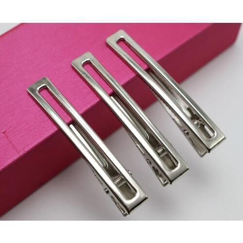 10 Silver-plate Tone Heavy Pinch Cutout Alligator Hair Clips 60mm with Teeth Bows Hair