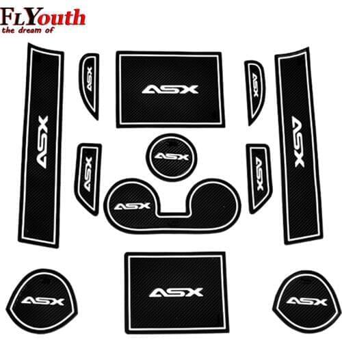 For Mitsubishi ASX 2013-2018 Non-Slip Interior Door Pad Cup Mat Door Gate Slot Mat Case Auto Accessories Car Styling White 12Pcs