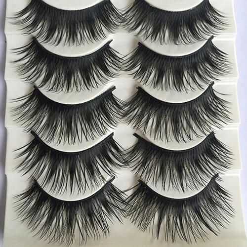 5 Pairs Natural Thick Long Fake Eye Lashes Thick False Eyelashes Black Makeup Tool Box Package
