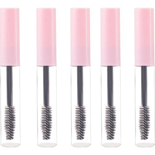 5pcs 10ml Mascara Tubes Empty Eyelash Cream Refillable Bottles Pink/White Cosmetic Sample Container with Eyelash Brush Stick