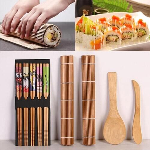 9pcs Rolling Mats Sushi Tool Set Rice Mold Bamboo Sushi Making Tool Kit Roll Cooking Tools Japanese Handmade Kitchen Accessories