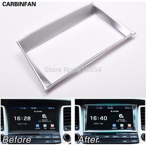 ACCESSORIES FIT FOR 2015 2016 HYUNDAI TUCSON TL DASH NAVI PANEL CHROME COVER TRIM FRAME GARNISH SURROUND CENTER BEZEL Sticker