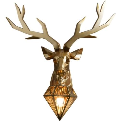 American geometric deer head wall light Modern Luxury Gold Silver Antler Wall Lamp for Living Room Bedroom Study Foyer Porch