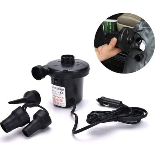 12V Car Auto DC Electric Air Pump Inflator +3 Nozzles AirBed Mattress Boat