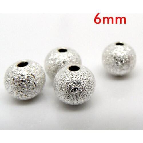 Free Shipping 150pcs Silver Plated Stardust Ball Spacer Beads 6mm Dia. Jewelry Findings