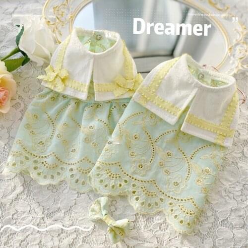 Free Shipping Handmade Adorable Dog Clothes Fresh Light Green Hollow Out Cotton Shirt Couple Tee Pet Dress Poodle Maltese Outfit