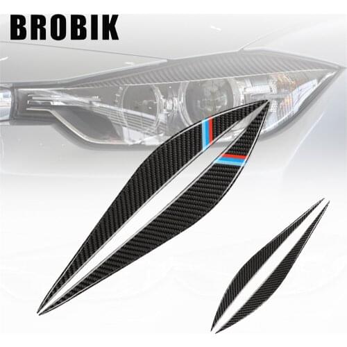 BROBIK For BMW 3 Series F30 F35 2013-2019 Car Front Headlamps Car Sticker Eyebrows Eyelid Headlight Covers Carbon Fiber
