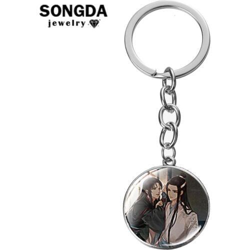 SONGDA Mo Dao Zu Shi Keychain Grandmaster of Demonic Cultivation Wei Wuxian Lan Zhan Figures Glass Art Key Chain Cosplay Collect