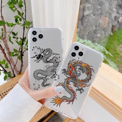 Dragon Phone Case For iPhone X XR XS 11 12 pro max Mini 6S Plus 7 8 Plus SE2020 Fashion Animal Soft Clear Transparent Back Cover