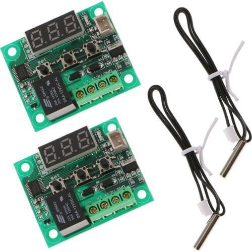 2 Pieces 12V Digital Thermostat Temp Control Switch Sensor Module