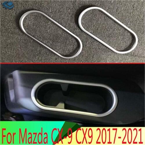 For Mazda CX-9 CX9 2017 2018 2019 Decorate Accessories ABS Chrome Matte Rear Seat Drink Cup Holder Chrome Trim