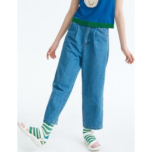 New Design Preppy Style Women Jeans Pants Student Girls Denim Pants Full Length High Waist Silm