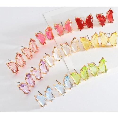 Elegant Butterfly Earrings with Clear Charm Crystal Ear Jewelry For Women 8 Color Zircon Bijoux boucle d'oreille femme 2020