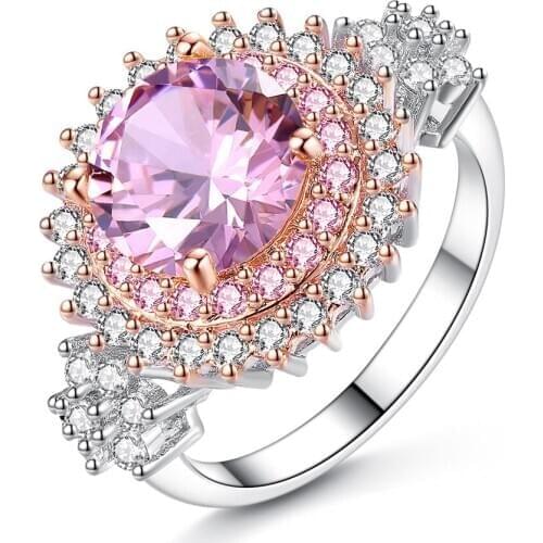 Hot 2018 Luxury Large Zircon Ring Ladies Color Party Gift Jewelry Vintage Crystal Antique Ring