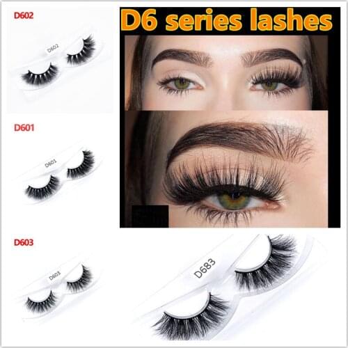 D6 series faux lashes Makeup Eyelashes 3D Mink Lashes Fluffy Soft Natural long Cross False Eyelashes Eye Lashes Reusable Eyelash
