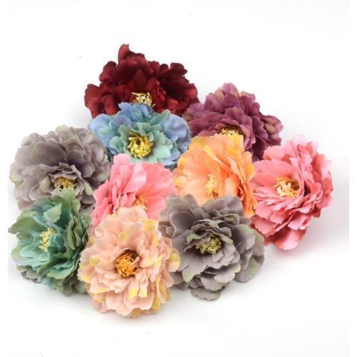 30pcs/lot 6cm Silk Carnation Artificial Rose Flower Heads For Wedding Home Decoration Diy Fake Flower Wall Accessories