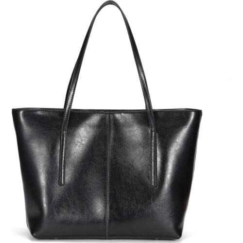 Classic Luxury Oil Waxing Cow Leather Tote Bag Women Large Handbag Shoulder Ladies Designer Bags Bolsa Feminina De Couro