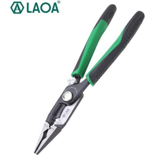 LAOA 8 inch Crimping Tools Multitool Needle-nose Pliers Nippers Cable Wire Stripper Aalicate Long Nose Pliers With Lock Functio