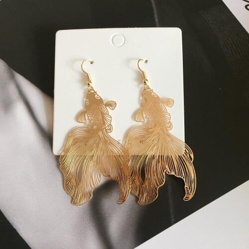 Fashion Koi fish Earrings chinese style Metallic Pendant Goldfish Sinicism Women Jewelry Fish Earrings