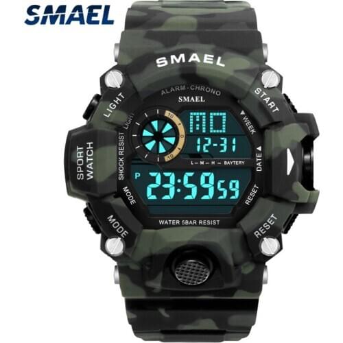SMAEL Brand Sport Men Watch Fashion Camouflage Strap Man Military Relogios Masculino Watches Men LED Digital Wristwatches