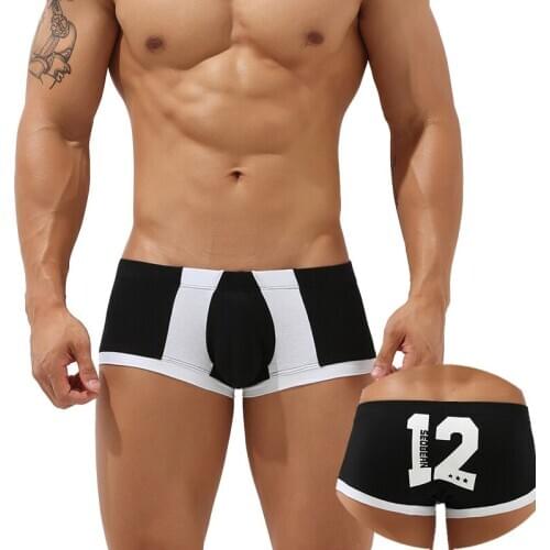 Mens Underwear Sexy Bugle Pouch Boxer Shorts Lounge Pants Sleep Bottoms Panties Fitness Sports Patchwork Underpants Plus Size