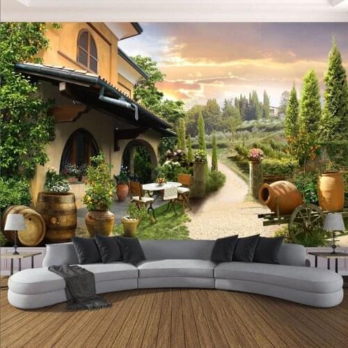 Custom Mural Wallpaper 3D Stereo Villa Garden Landscape Wall Painting Hotel Living Room Background Wall Decor Papel De Parede 3D