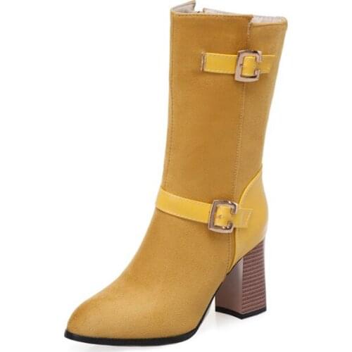 Oversized 10 11 boots women shoes ankle boots for women ladies boots Side zipper with belt buckle