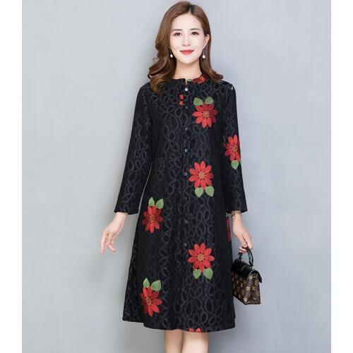 New Spring and autumn Womens ethnic embroidery cardigan coat plus size S-6XL long sleeve sun protection clothing lace jacket