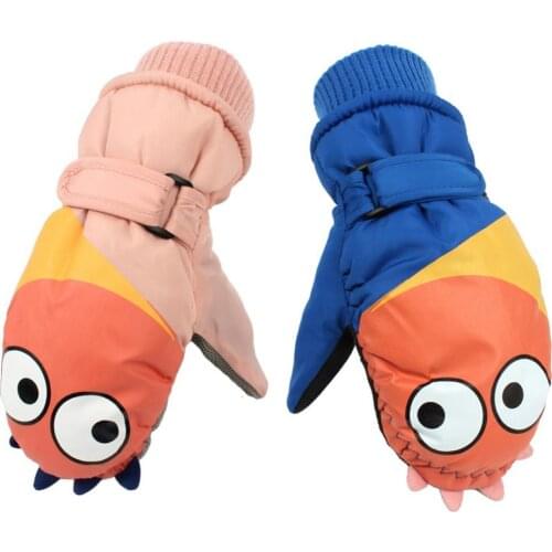 80% Hot Sale Children Kids Winter Plush Warm Waterproof Aliens Print Cycling Protection Gloves