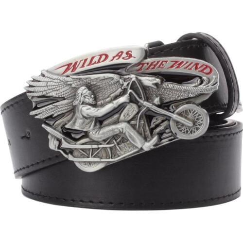 Heavy Metal Cowboy Punk Belt Genuine Leather Hip Hop Belts For Men Cross Rivet Jeans belt male Strap Ceinture Homme PT66