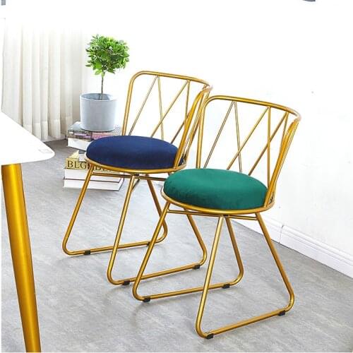 Luxury Golden Iron Dining Chair Creative Bow Backchair Restaurant Pink Dressing Stools Livingroom Chairs