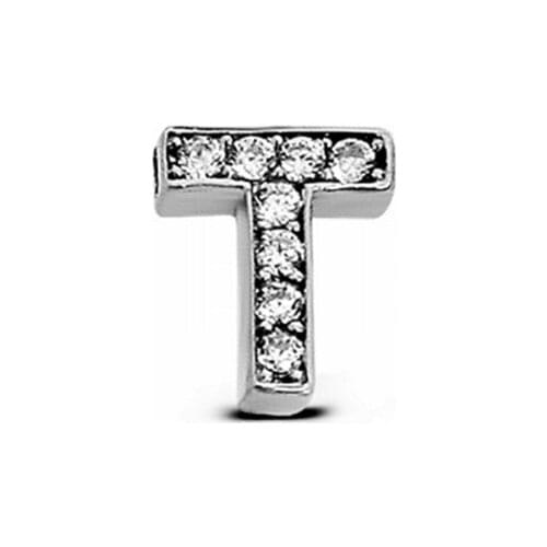 Argentum Concept- T Letter Studded Silver Single Earrings-K078601