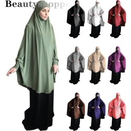 Modest Hooded Abaya Women Muslim Islamic Ramadan Hijab Khimar One Pieces Amira Arab Overhead Prayer Niqab Burqa Long Tops Shirts