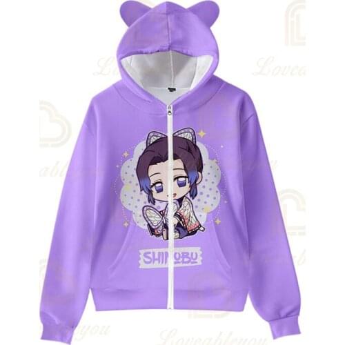 Kamado Tanjirou Nezuko Hoodies Demon Slayer Kimetsu no Yaiba Costumes Tomioka Giyuu Zenitsu Printed Zipper Sweatshirts