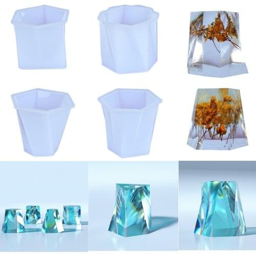 Triangular Hexagonal Resin Silicone Mold DIY UV Dried Flower Epoxy Resin Glue Mold Making Pentagonal Tabletop Decoration Casting