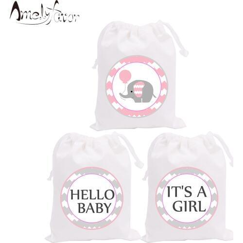 Girl Baby Shower Theme Party Bags Candy Bags Gift Bags Pink Elephant Decorations Grand Event Birthday Party Container Supplies