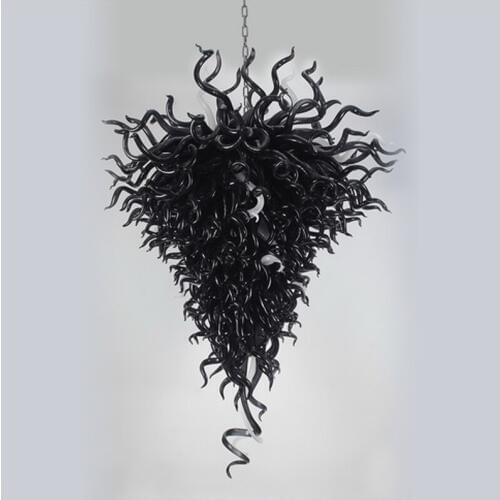 Vintage Black Blown Murano Glass Chandeliers Hanging LED Custom Decorative Black Glass Lightings