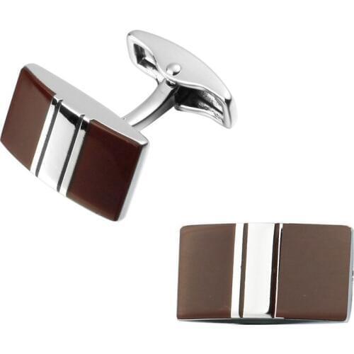High quality fashion mens shirts Cufflinks rectangular Red Enamel Silvery Cufflinks Shutiao brass material wholesale and retail