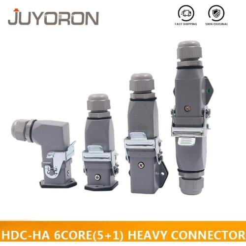 HDC HA Heavy Duty Connector 6core (5+1) 10A Rectangular Aviation Plug Socket Waterproof Male Female Industrial Top and Side Line