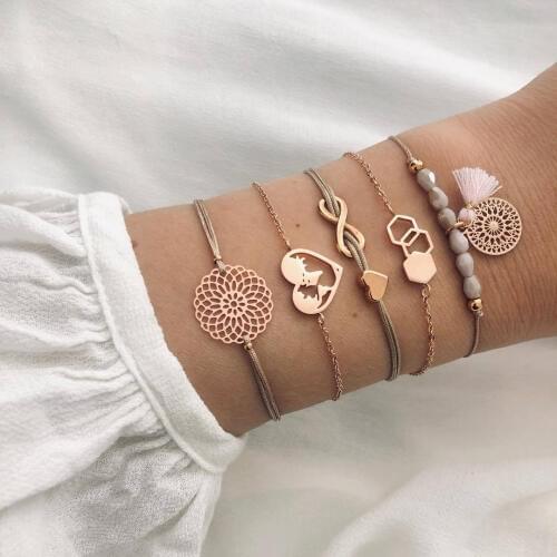 2020 Boho Charm Bracelets & Bangles Set Bohemian Vintage Beaded Multilayer Bracelets For Women Fashion Jewelry Wrap Accessories