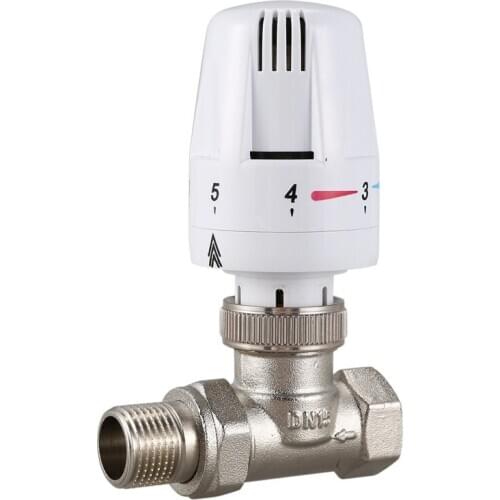 1/2Inch Brass Thermostatic Radiator Valve Straight Type DN15 Automatic Temperature Control Valve Floor Heating