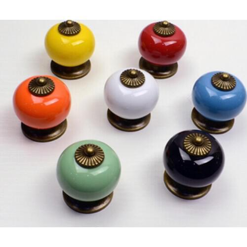 10pcs/lot Ceramic Handle Cabinet Door Pull Black Knobs Drawer Locker Cupboard Vintage Retro Gold