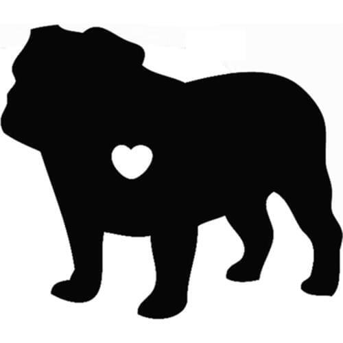 12x14cm I Love My Bulldog Animal Black/white dog Car Sticker waterproof decals Car Styling Accessories Window Decor CL002
