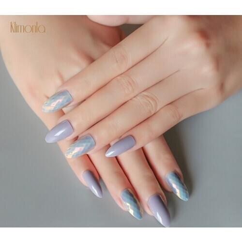 24pcs/box Fish Scale Laser Nail Art Manicure Press on Nails Full Cover Stiletto Nails Tips For Manicure Nail Art Decoration