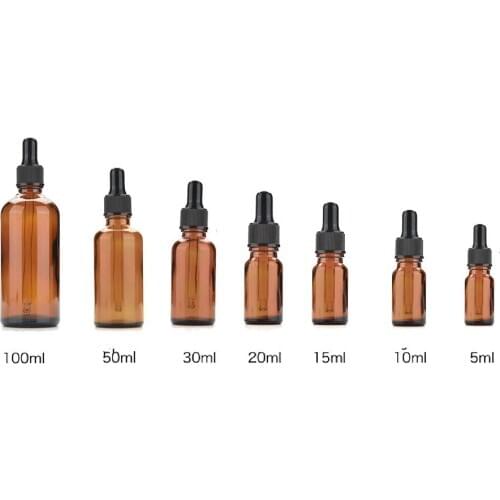 5-100ml Amber Glass Liquid Reagent Pipette Eye Dropper Drop Amber Glass Aromatherapy Liquid Pipette Bottle Refillable Bottles