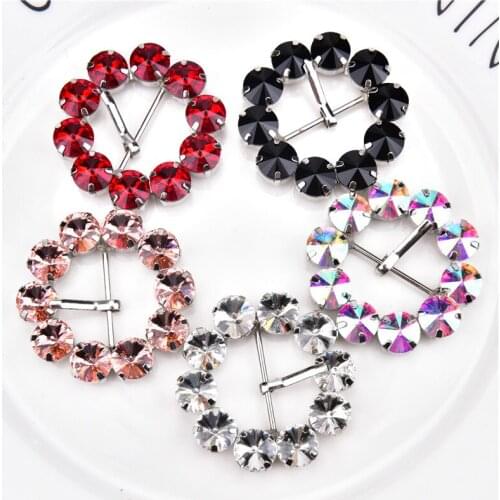5 Color 2pcs/pair DIY Garment sewing accessories Metal Rhinestone Belts for Women Rhinestone crystal pin buckle fashion Slipper