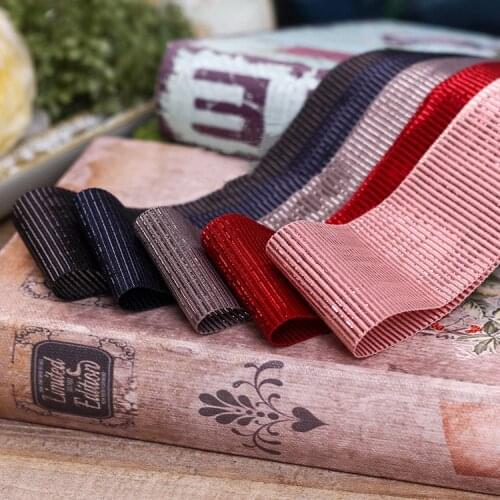 5 yards/lot Solid Color Bronzing Thread Grosgrain Ribbon Diy Hair Bowknot Gift Bouquet Packaging Material Clothing Accessories