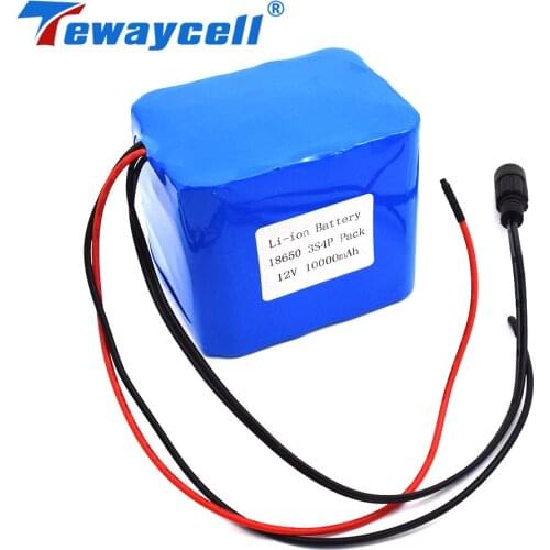Tewaycell OEM Electric Bike Batteries 12V 10AH 3S4P 18650 Lithium High Rate Battery Pack with BMS 12V Battery Charger