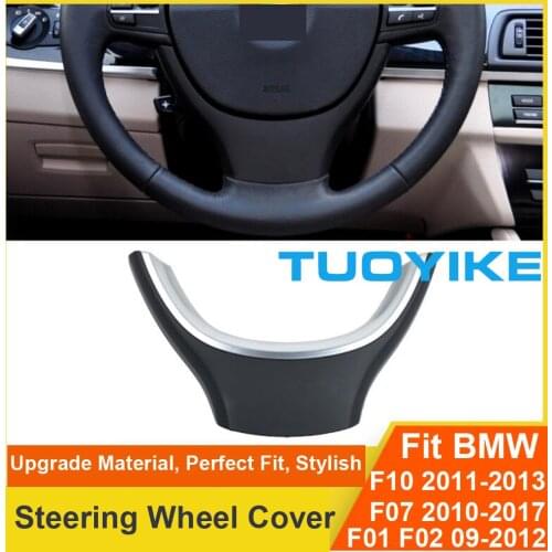 Car Styling Carbon Fiber Black Steering Wheel Trim Decal Cover Sticker For BMW 5/7 series F10 F11 F18 GT F07 F01 F02 520 525 730