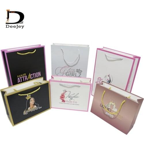 Custom hair extension wig shopping packaging paper bag T shirt gift boutique packing paper box